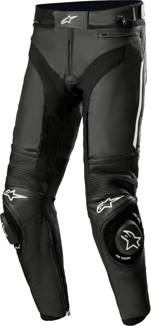 Image of Alpinestars Missile V3 Pantaloni Moto in Pelle, nero-bianco, dimensione 50