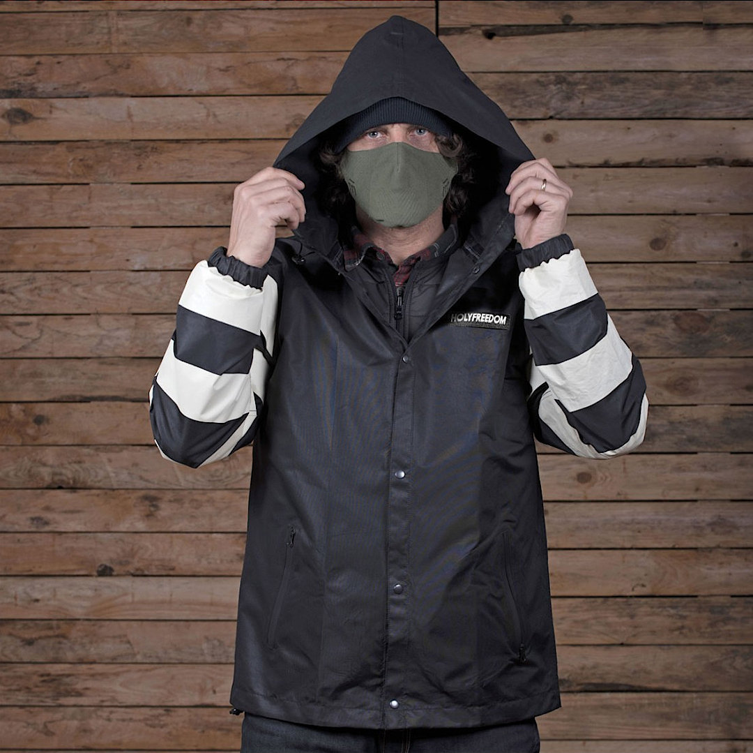 Side view of HolyFreedom Prison Taslan Textile Jacket, black-white, Size XL for Men
