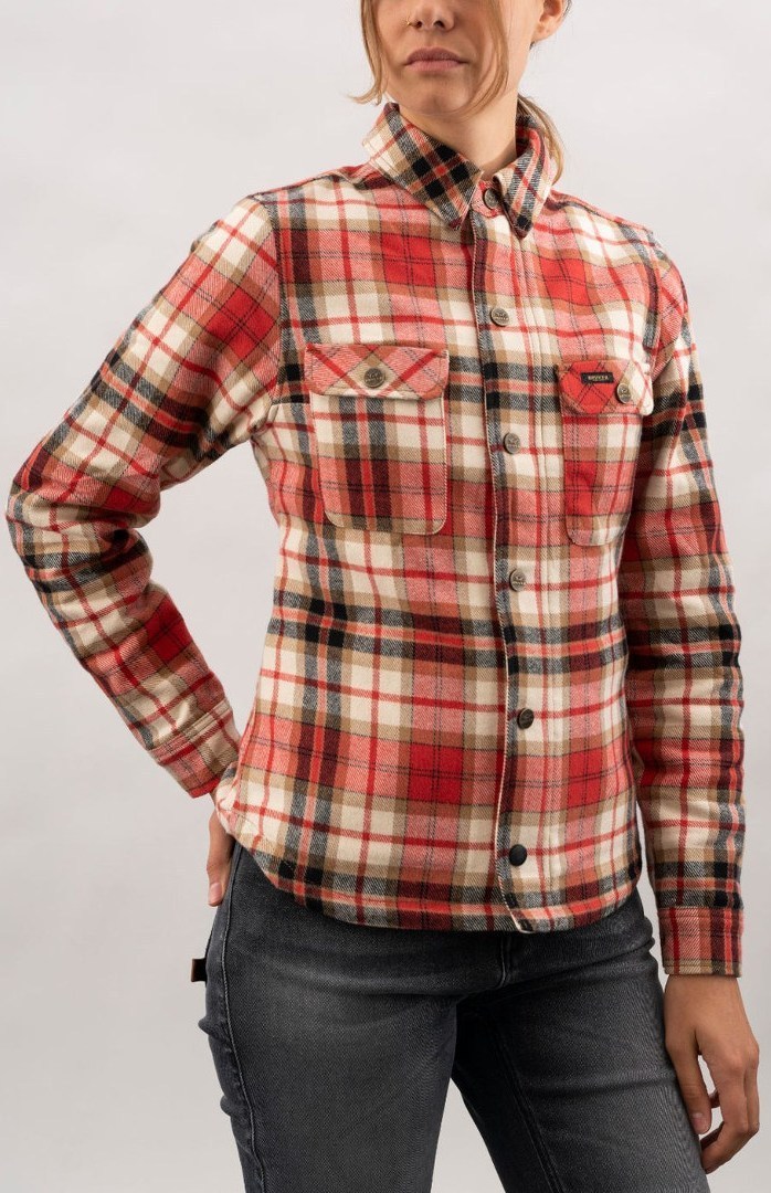 Rokker Phoenix Rider Ladies Motorcycle Shirt, black-white-red, Size M for Women, black-white-red, Size M for Women