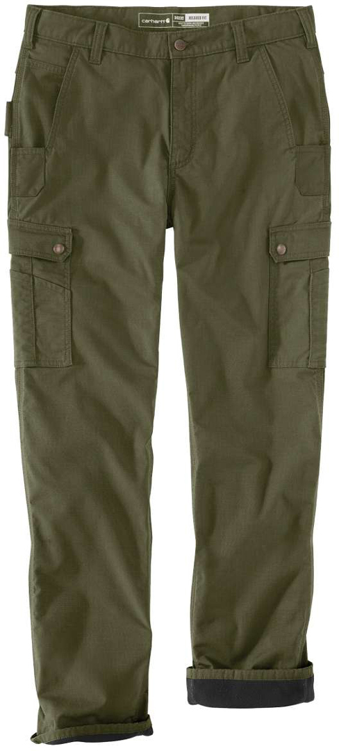 Image of Carhartt Cargo Fleece Lined Work Pantaloni, verde, dimensione 31