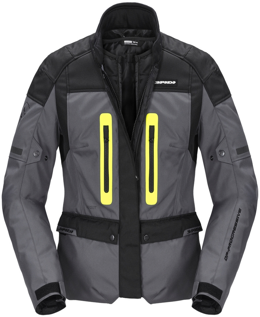 Image of Spidi Traveler 3 H2Out Giacca tessile moto da donna, nero-grigio-giallo, dimensione 3XL per donne