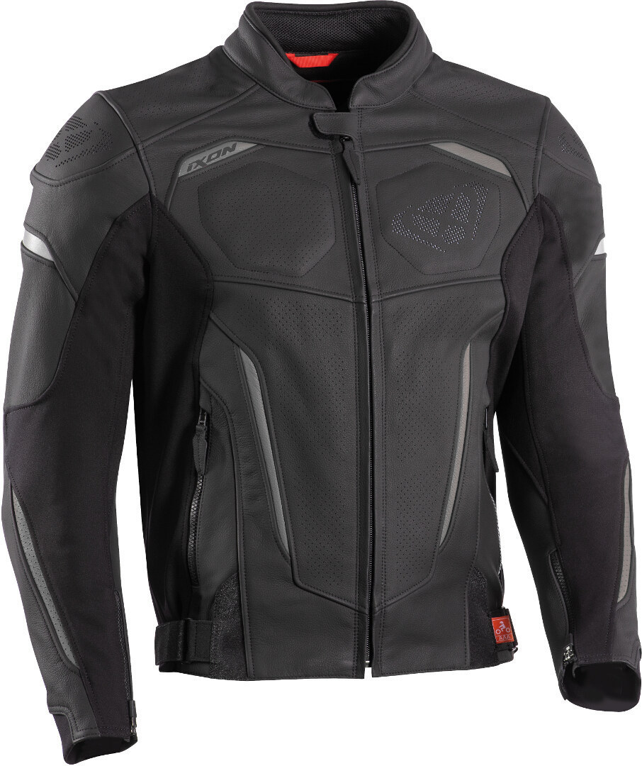Ixon Ceros Motorcycle Leather Jacket, black-grey, Size S, black-grey, Size S