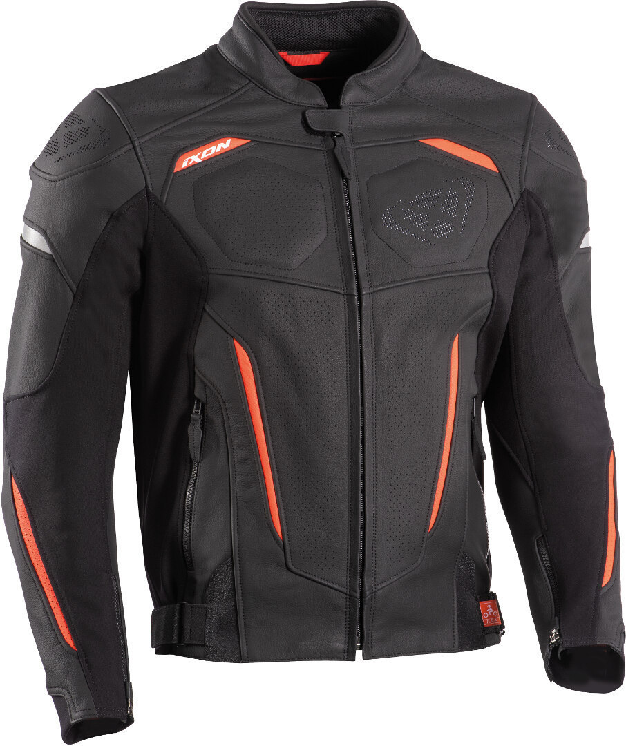 Ixon Ceros Motorcycle Leather Jacket, black-red, Size S, black-red, Size S