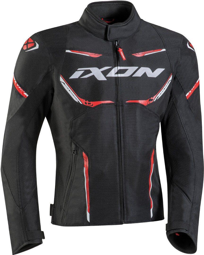 Ixon Striker Air WP Motorcycle Textile Jacket, black-white-red, Size S, black-white-red, Size S