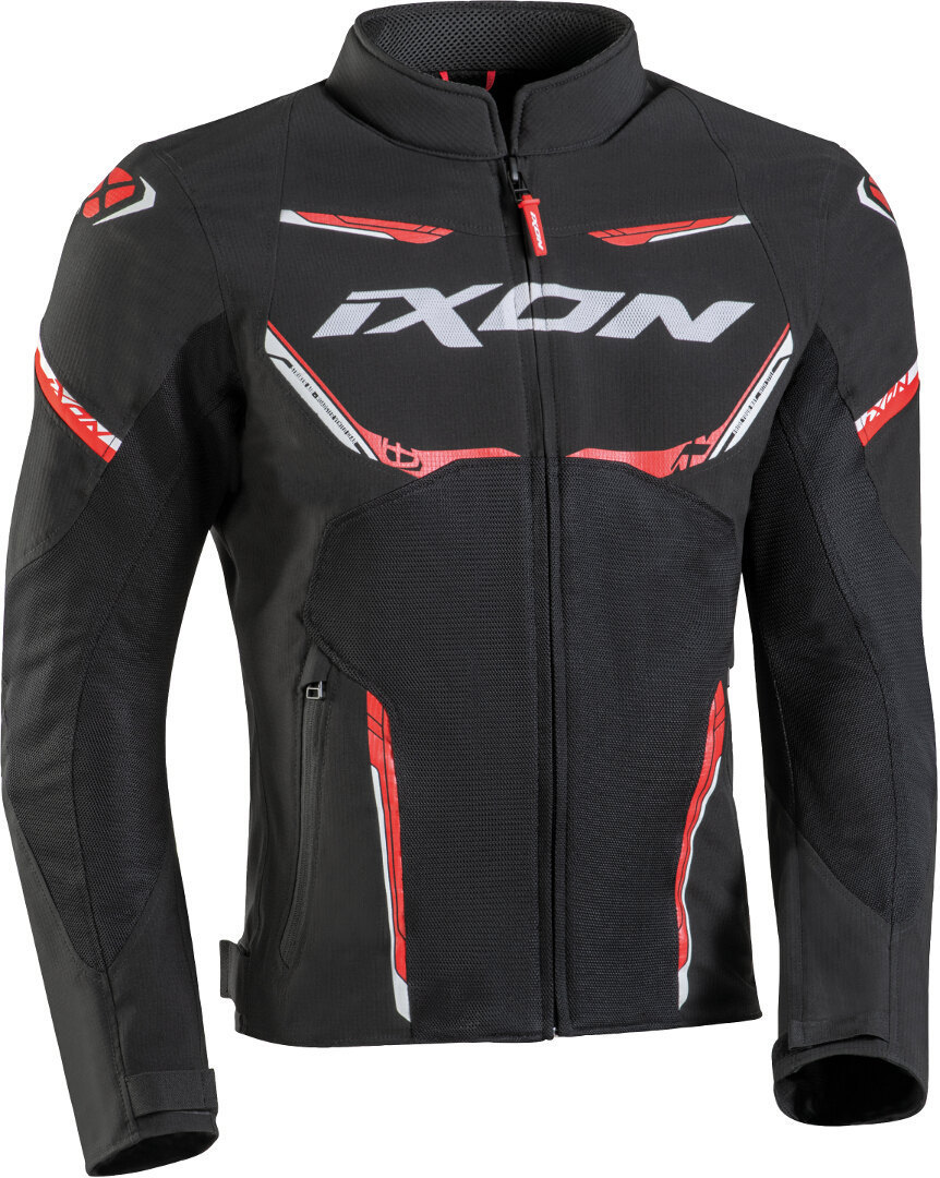 Ixon Striker Air Motorcycle Textile Jacket, black-white-red, Size S, black-white-red, Size S