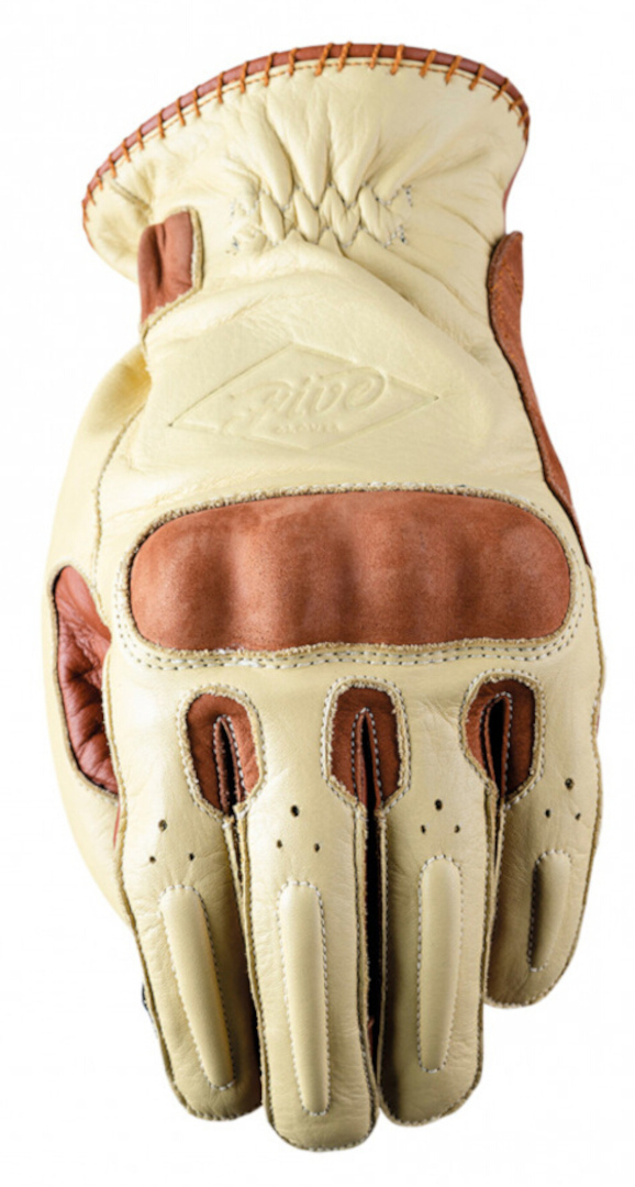 Five Oklahoma Motorcycle Leather Gloves, beige, Size L, beige, Size L