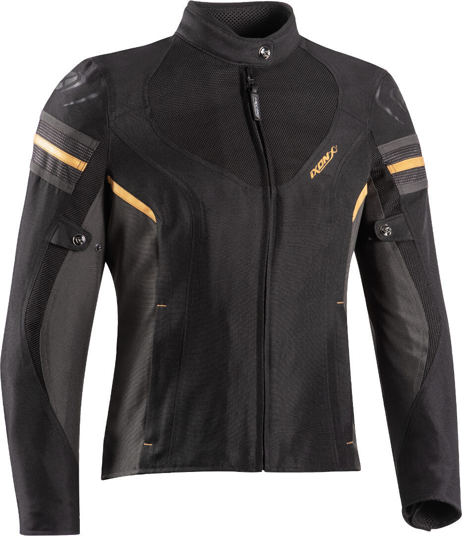 Ixon Ilana Evo Ladies Motorcycle Textile Jacket, black-grey-gold, Size XS for Women, black-grey-gold, Size XS for Women