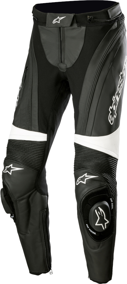 Image of Alpinestars Stella Missile V3 Pantaloni da donna in pelle da moto, nero-bianco, dimensione 44 per donne