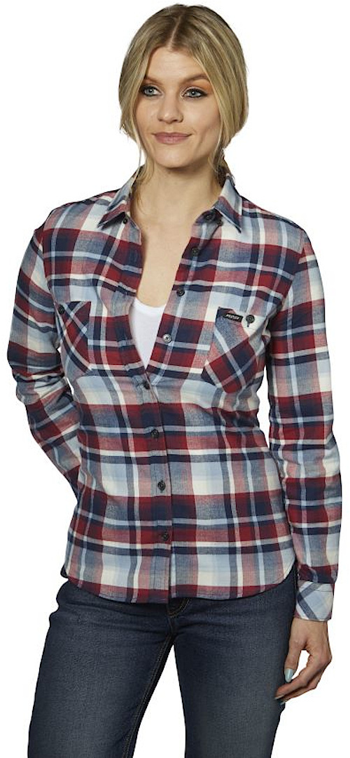 Rokker Orlando Ladies Flannel Shirt, white-red-blue, Size XS for Women, white-red-blue, Size XS for Women