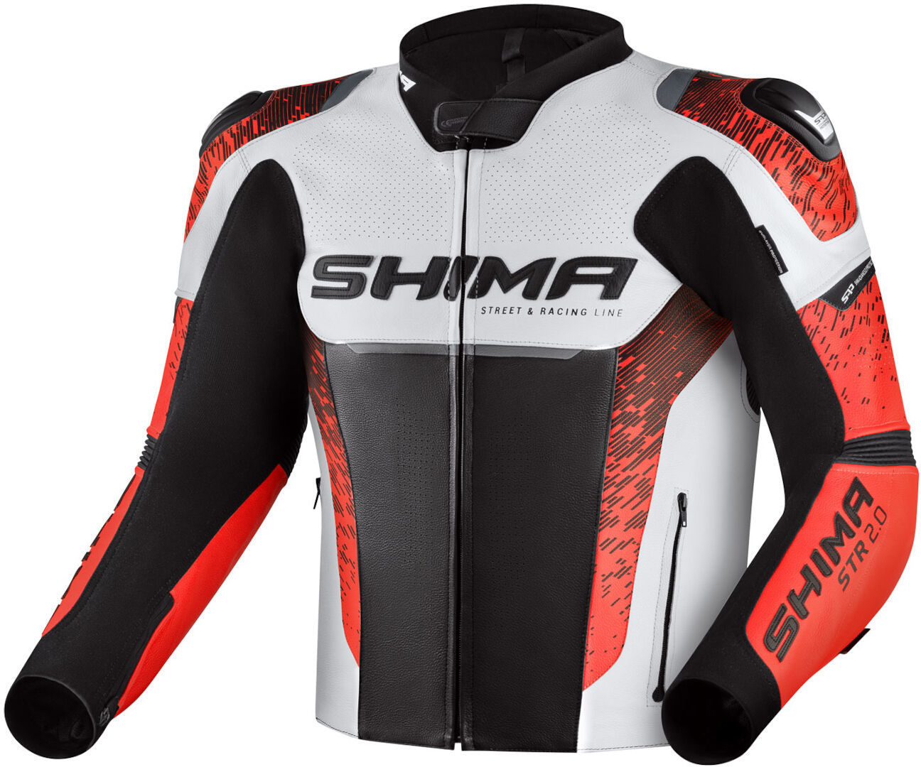 SHIMA STR 2.0 Мотоцикл Кожаная куртка Черный/Белый/Красный 56 