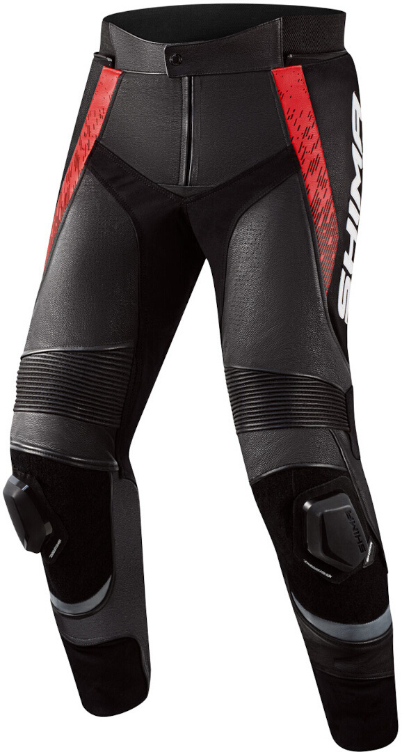 SHIMA STR 2.0 Pantalon en cuir de moto, noir-rouge, taille 58 pour Hommes