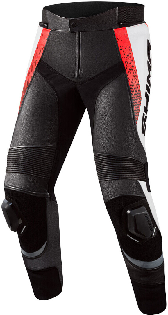 SHIMA STR 2.0 Pantalon en cuir de moto, noir-blanc-rouge, taille 56 pour Hommes