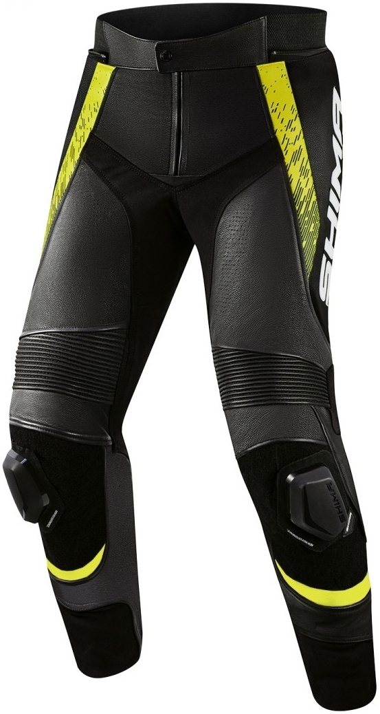 SHIMA STR 2.0 Pantalon en cuir de moto, noir-jaune, taille 58 pour Hommes