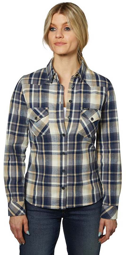 Rokker Ventura Ladies Flannel Shirt, blue, Size S for Women, blue, Size S for Women