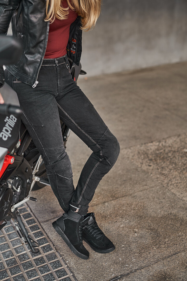 Side view of SHIMA Devon Ladies Motorcycle Jeans, black, Size 28 for Women