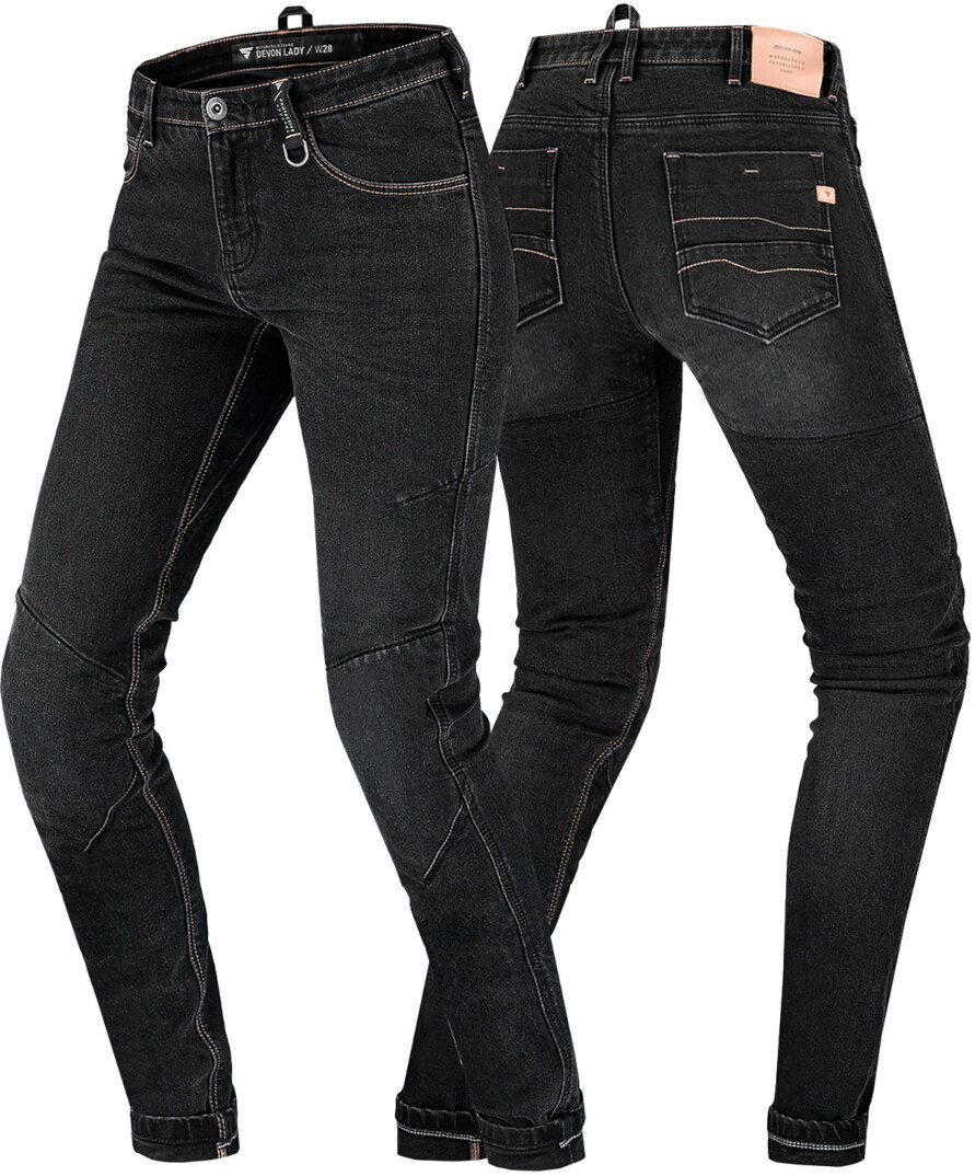 Side view of SHIMA Devon Ladies Motorcycle Jeans, black, Size 28 for Women