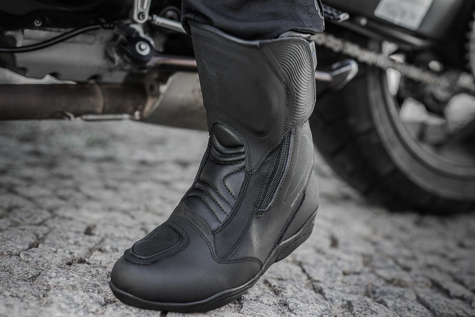 Side view of SHIMA Terra waterproof Ladies Motorcycle Boots, black, Size 40 for Women