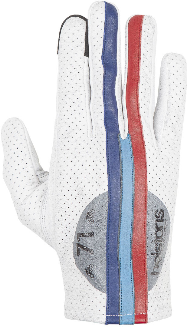 Helstons Record Air Summer Motorcycle Gloves, white-red-blue, Size L, white-red-blue, Size L