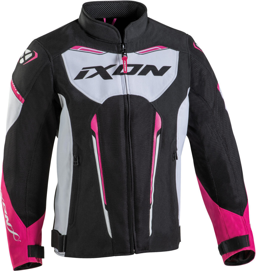 Ixon Striker Air L Kids Motorcycle Textile Jacket, black-white-pink, Size 6 years, black-white-pink, Size 6 years