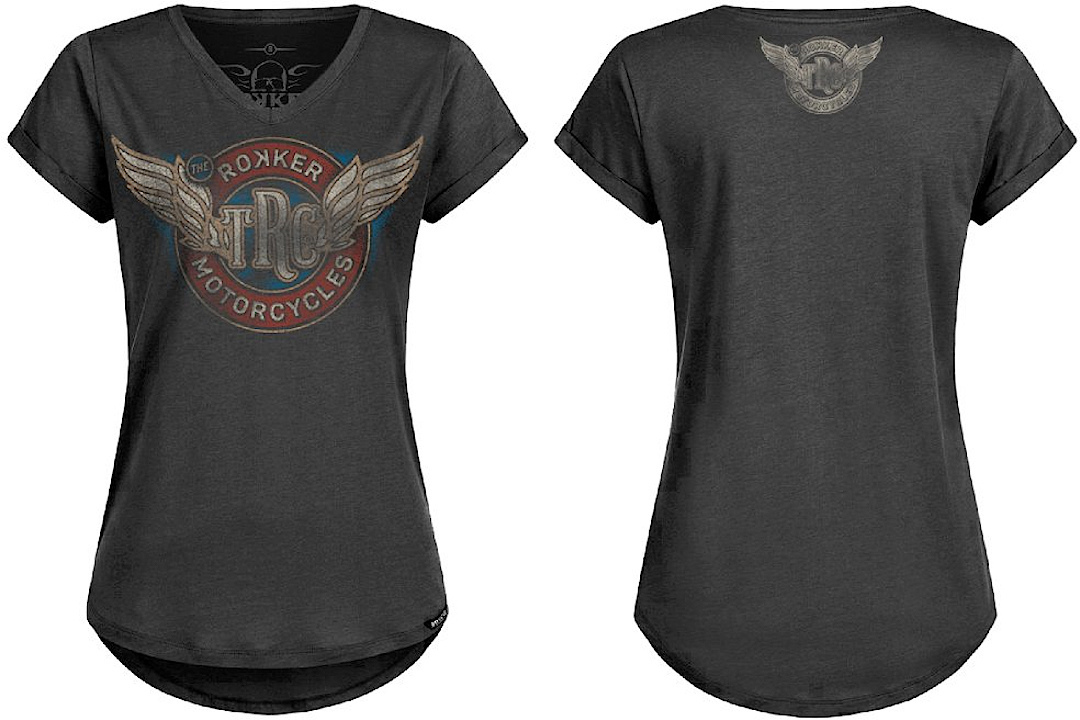 Rokker Wings Ladies T-Shirt, black, Size XS for Women, black, Size XS for Women