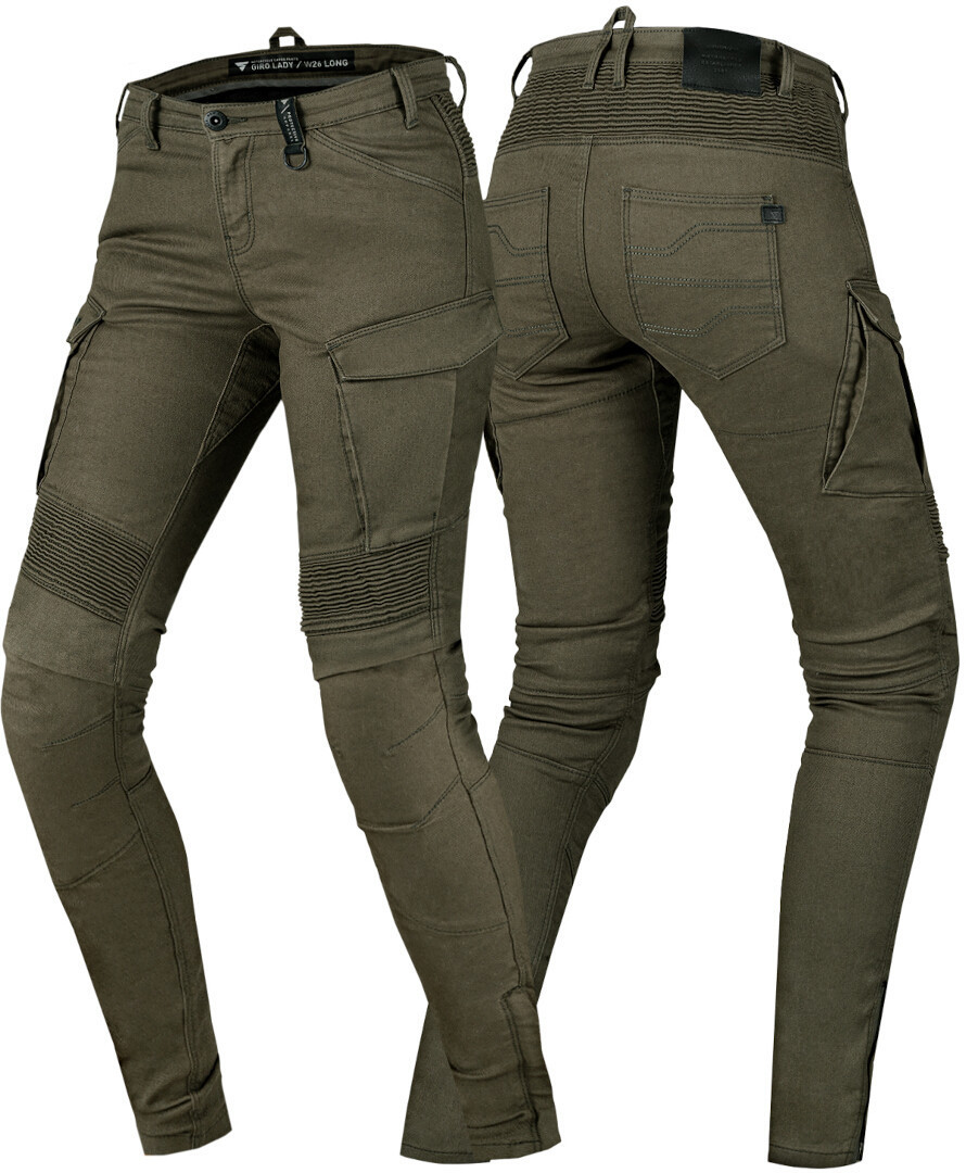 Side view of SHIMA Giro 2.0 Ladies Motorcycle Textile Pants, green-brown, Size 26 for Women