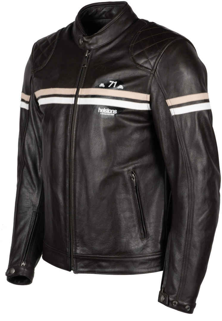 Side view of Helstons Chevy Buffalo Motorcycle Leather Jacket, brown, Size S for Men