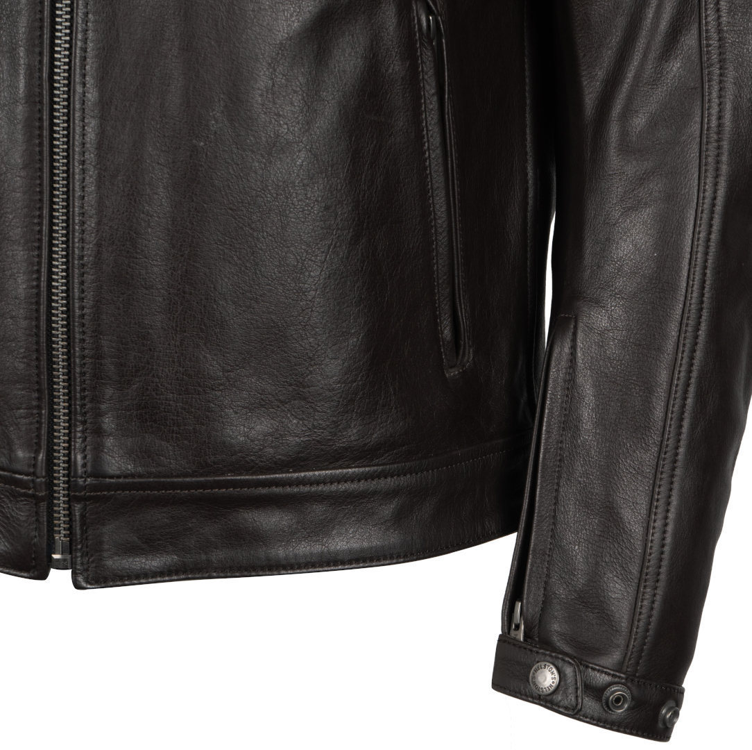 Side view of Helstons Chevy Buffalo Motorcycle Leather Jacket, brown, Size S for Men