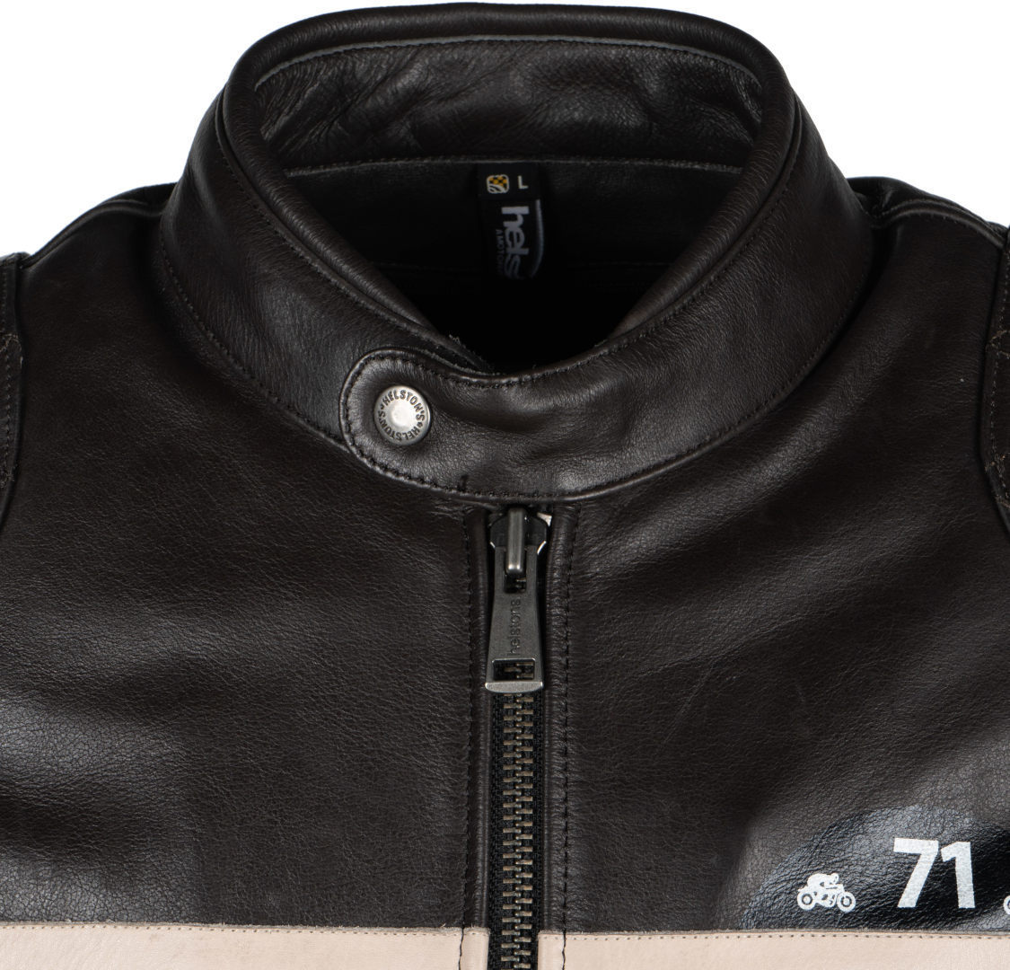 Side view of Helstons Chevy Buffalo Motorcycle Leather Jacket, brown, Size S for Men