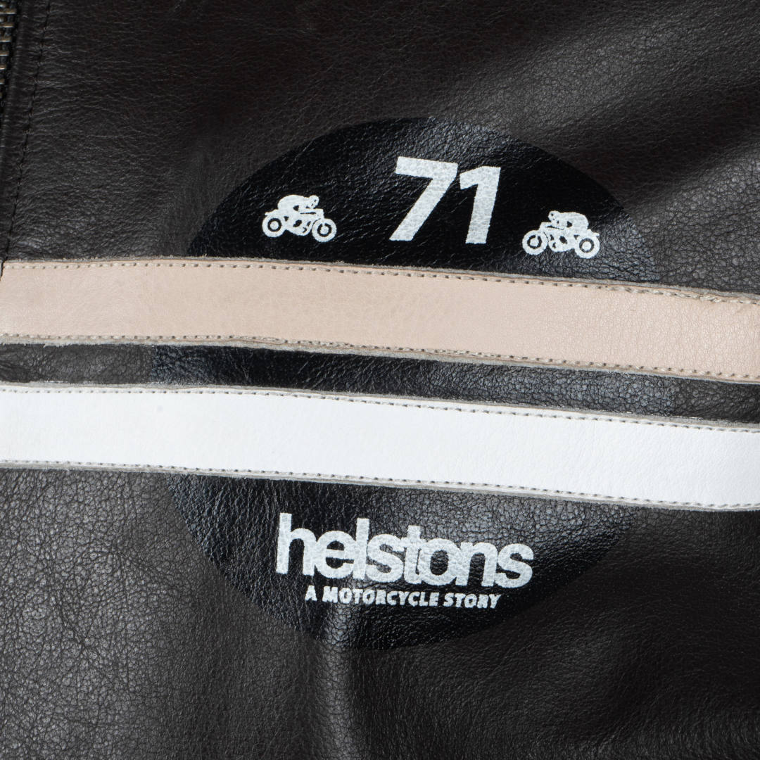 Side view of Helstons Chevy Buffalo Motorcycle Leather Jacket, brown, Size S for Men