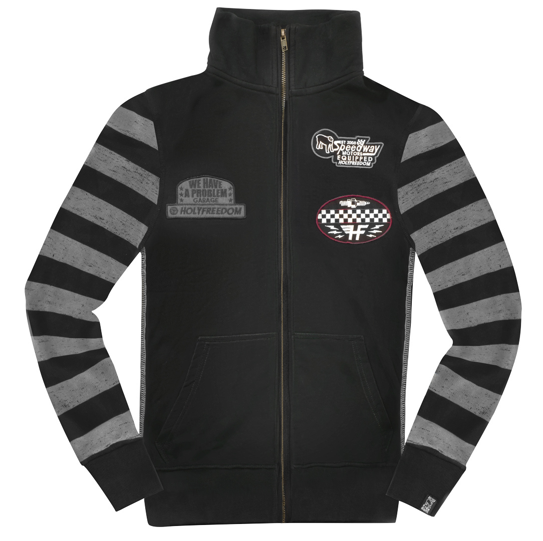 HolyFreedom Leather 2021 Zip Sweatshirt, schwarz-grau, Größe S für Männer