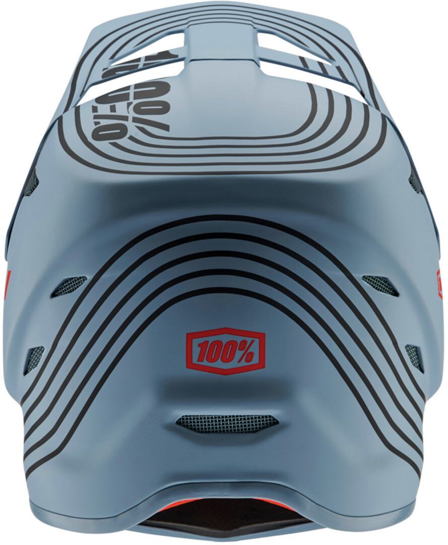 Side view of 100% Status Stripes Downhill Helmet, grey-silver, Size XL for Men