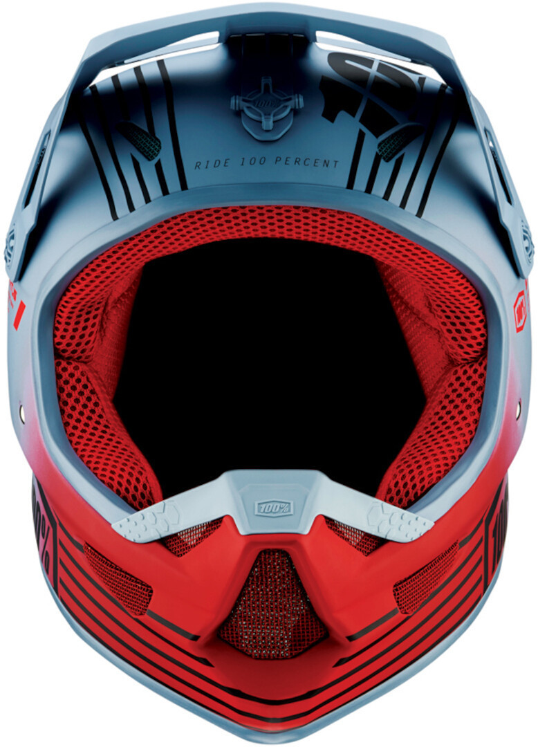 Side view of 100% Status Stripes Downhill Helmet, grey-silver, Size XL for Men