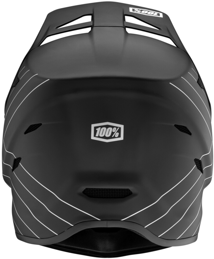 Side view of 100% Status black Youth Downhill Helmet, Size S