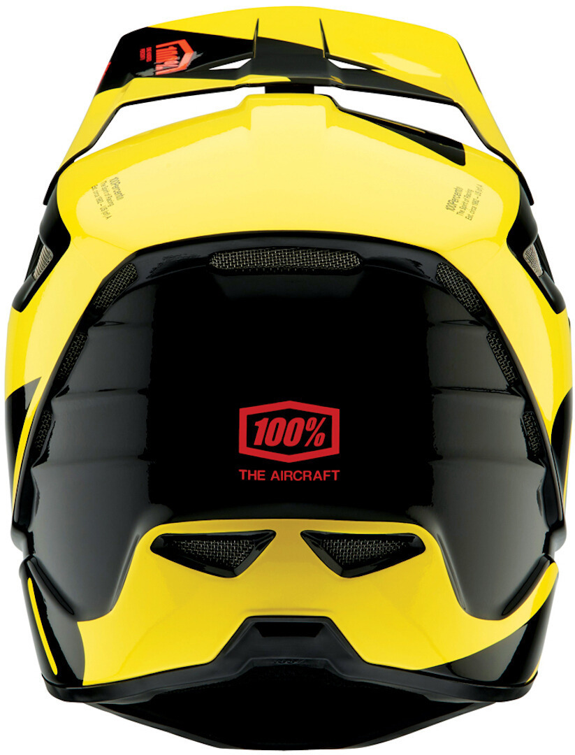 Side view of 100% Aircraft Composite LTD Neon Yellow Downhill Helmet, black-yellow, Size XS for Men