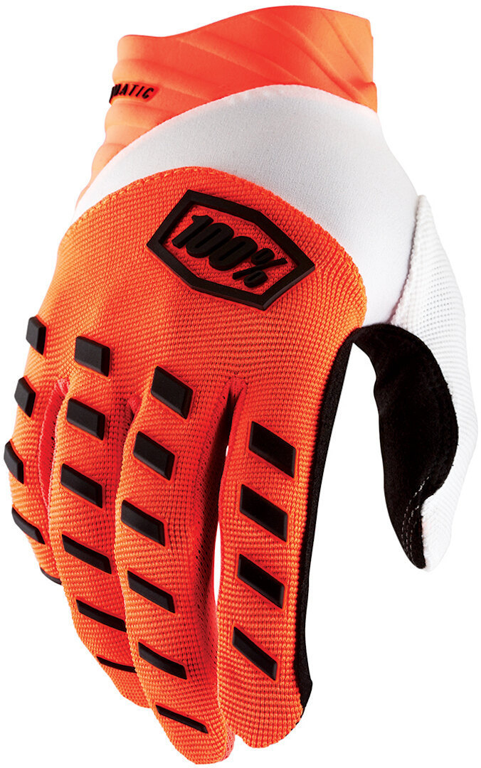 Men's White Orange 100% Airmatic Bicycle Gloves, White-Orange, Size L For
