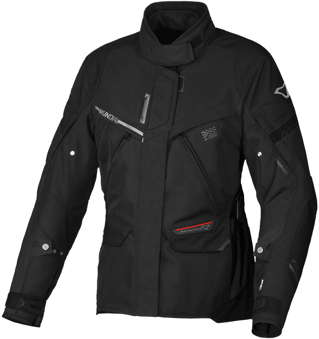 Macna Mundial Waterproof Ladies Motorcycle Textile Jacket, black, Size XS for Women, black, Size XS for Women