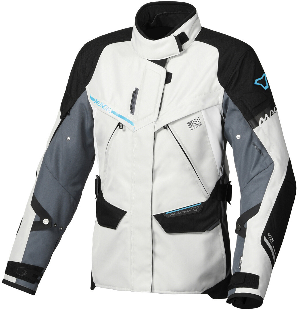 Macna Mundial Waterproof Ladies Motorcycle Textile Jacket, black-grey, Size XS for Women, black-grey, Size XS for Women