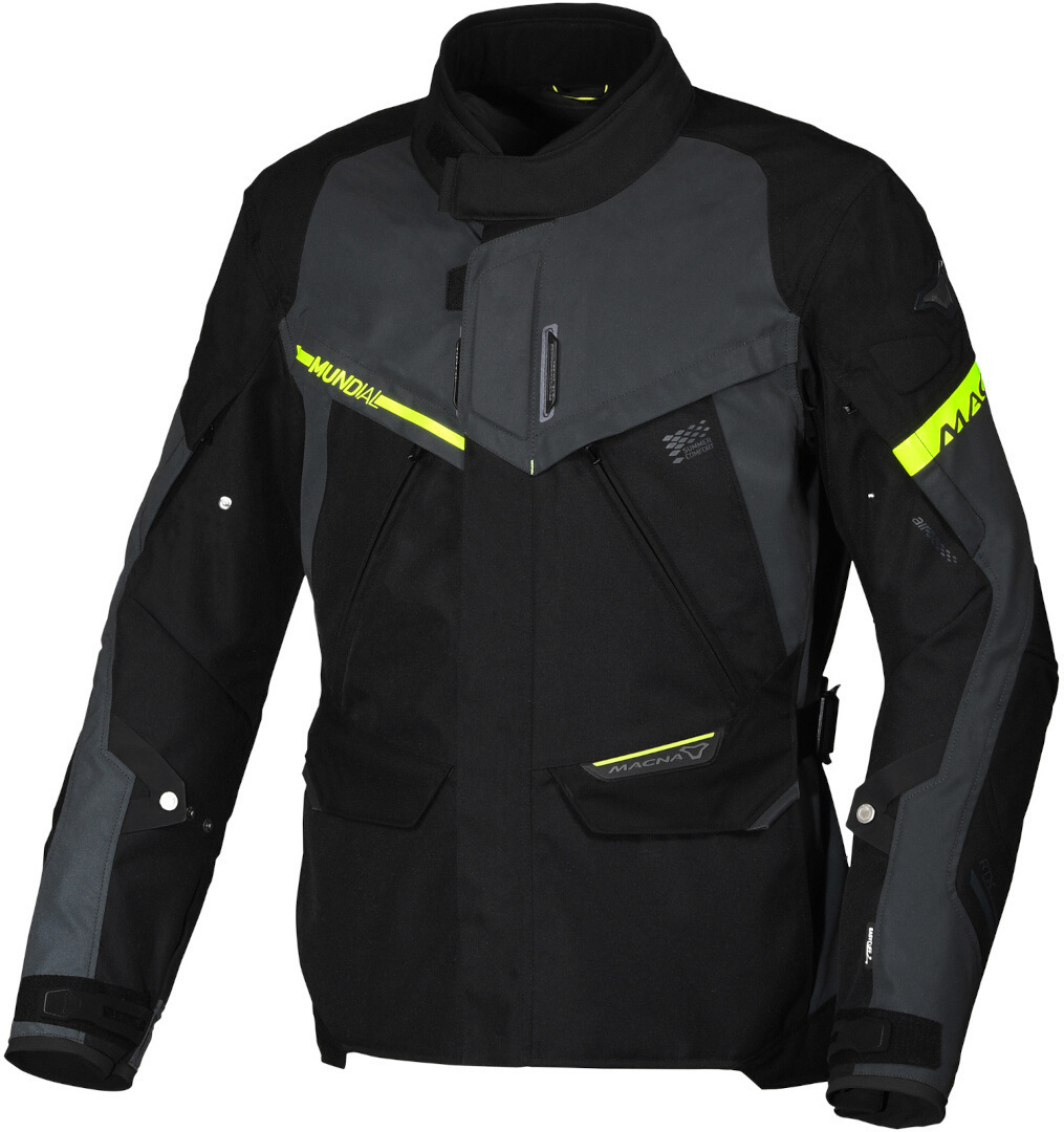 Macna Mundial NightEye Motorcycle Textile Jacket, black-yellow, Size S, black-yellow, Size S