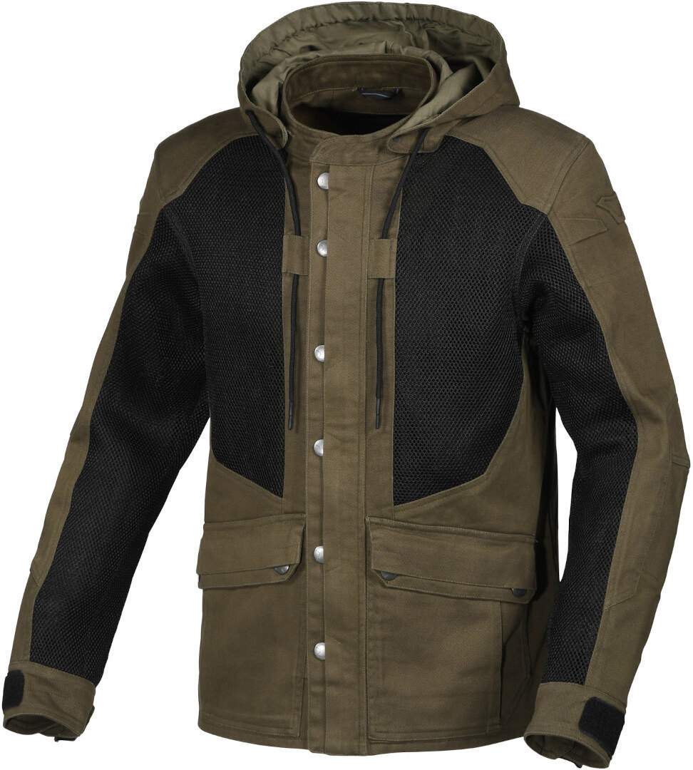 Macna Airstrike Motorcycle Textile Jacket, black-green, Size XS, black-green, Size XS
