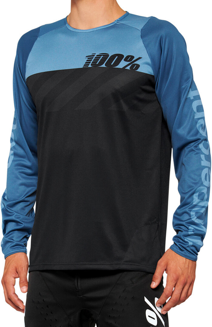 100% R-Core Bicycle Jersey, black-blue, Size S for Men-image-394079548