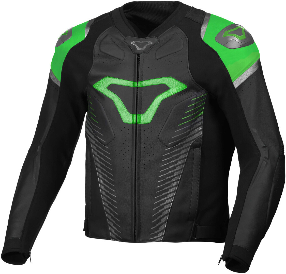Macna Tronniq Motorcycle Leather Jacket, black-green, Size 48, black-green, Size 48