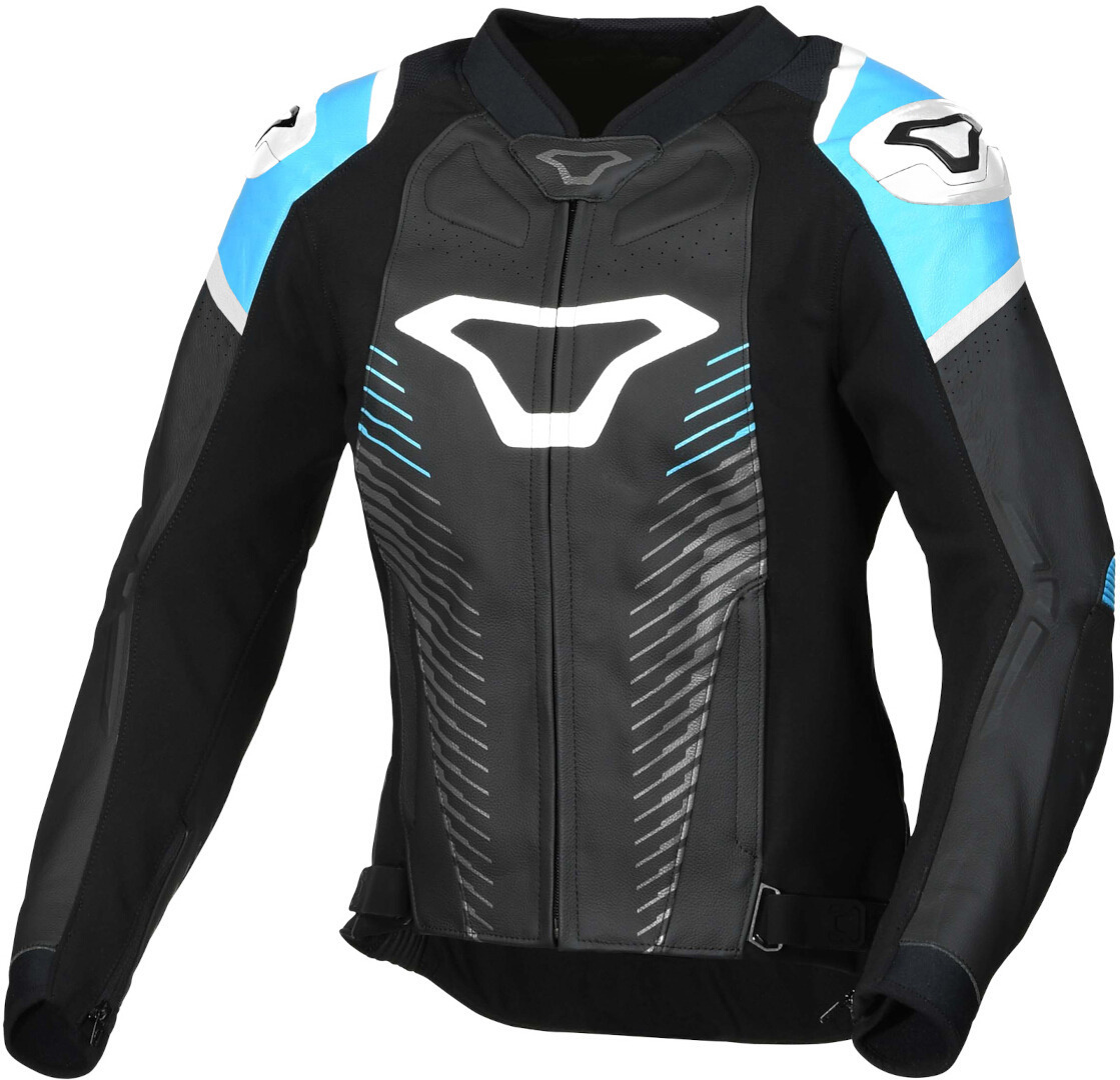 Macna Tronniq Ladies Motorcycle Leather Jacket, black-blue, Size 36 for Women, black-blue, Size 36 for Women