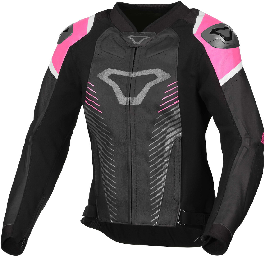 Macna Tronniq Ladies Motorcycle Leather Jacket, black-pink, Size 36 for Women, black-pink, Size 36 for Women