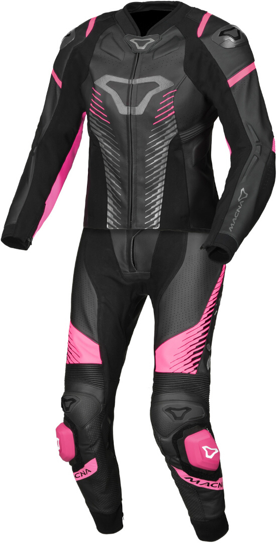 Macna Tronniq perforated Ladies Two Piece Motorcycle Leather Suit, black-pink, Size 38 for Women, black-pink, Size 38 for Women