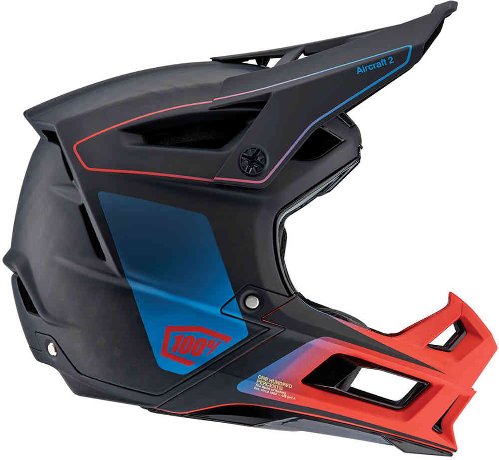 100% Aircraft 2 Steel Blue/Neon Red Casco Downhill