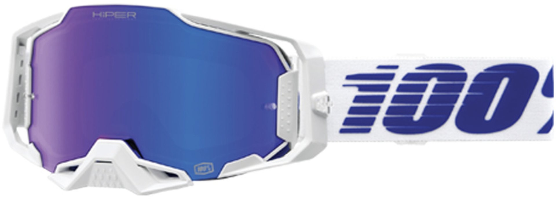 100% Armega HiPER Izi Motocross Goggles, white-blue, white-blue, Size One Size
