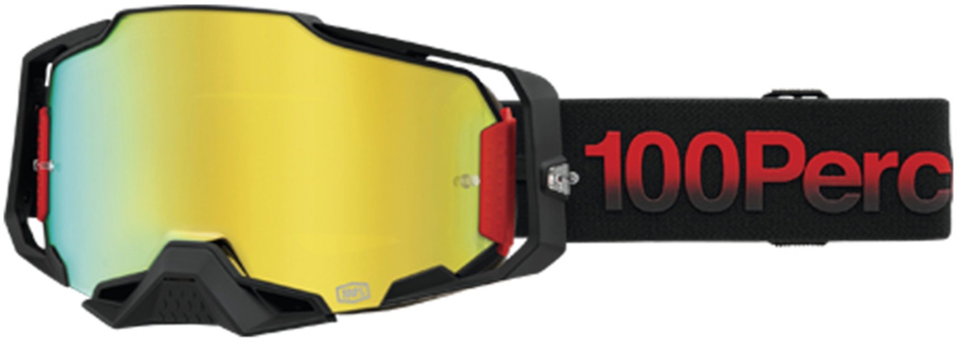 100% Armega Mirror Tzar Motocross Goggles, black-red, black-red, Size One Size