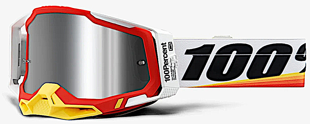 Image of 100% Racecraft II Arsham Occhiali da motocross, bianco-giallo-arancione