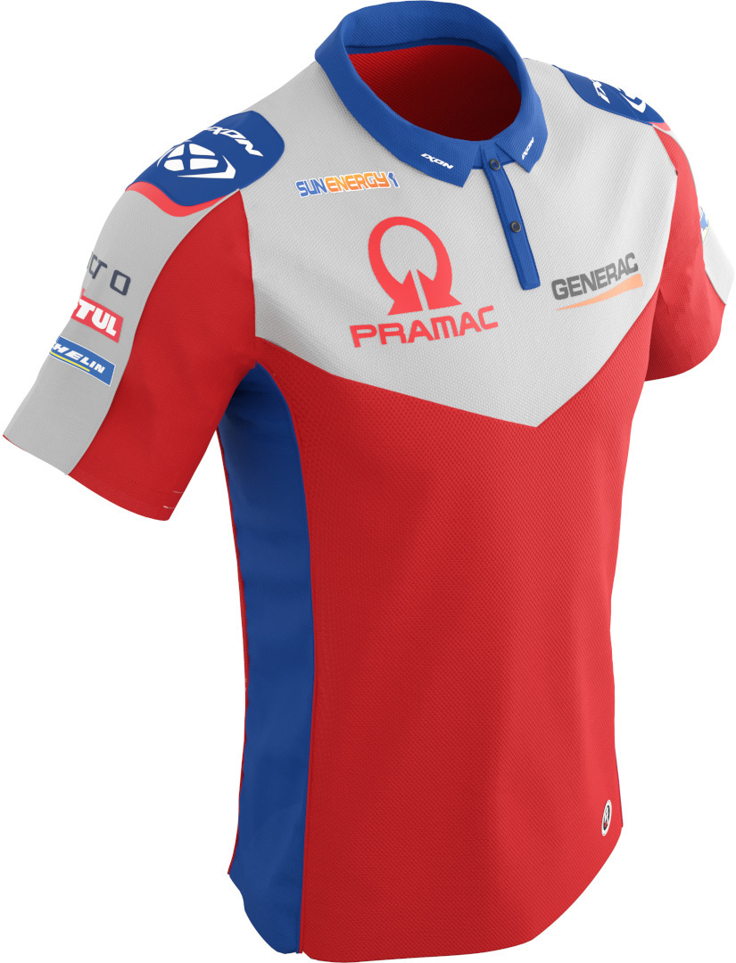 Ixon Pramac GP Replica Polo Shirt, white-red-blue, Size XS, white-red-blue, Size XS