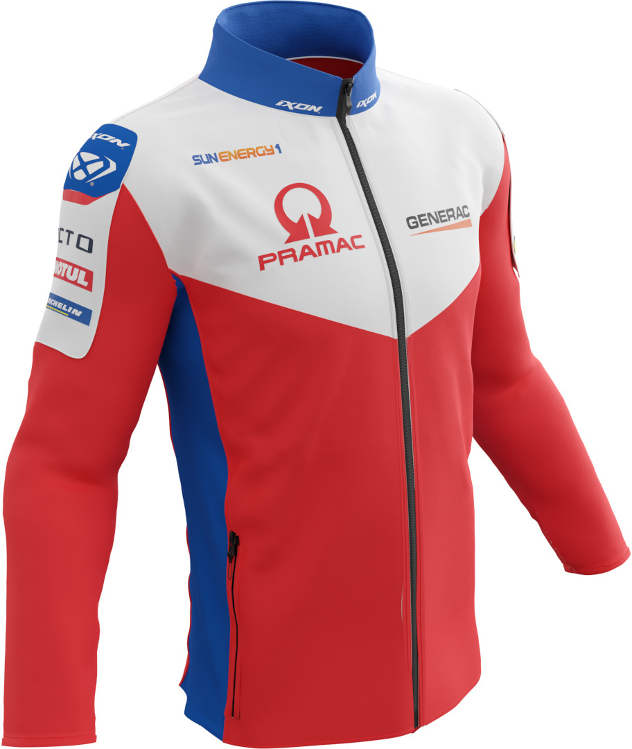 Ixon Pramac Replica Softshell Zip Sweatshirt, white-red-blue, Size XS, white-red-blue, Size XS